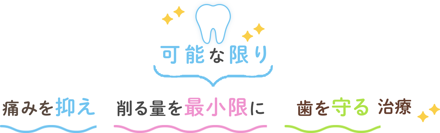 可能な限り痛みを抑え削る量を最小限に歯を守る治療